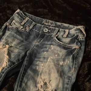 Amethyst torn acid wash skinny jeans, size 1